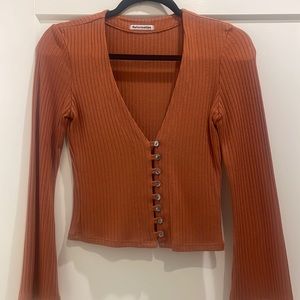 Reformation burnt orange 3/4 sleeve top, size XS
